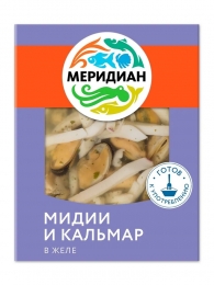 Мясо мидий и кальмар в желе с зеленью, 200 гр