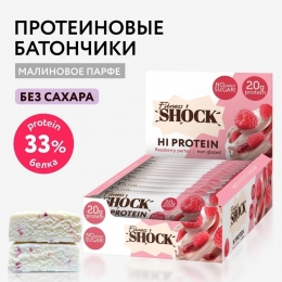 FitnesShock Протеиновый батончик без сахара "Малиновое парфе", 60 гр